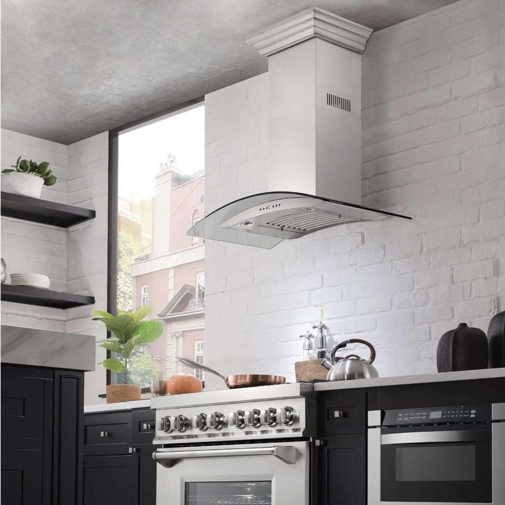 ZLINE 30 in. Convertible Vent Wall Mount Range Hood in Stainless Steel and Glass (KN4-30)