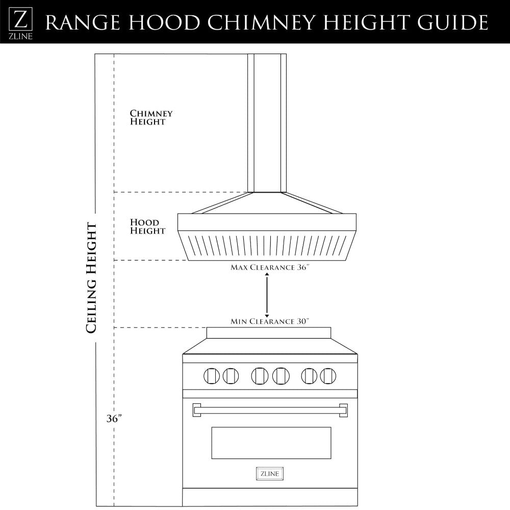 ZLINE 36 in. Convertible Vent Wall Mount Range Hood in Stainless Steel and Glass (KN4-36)