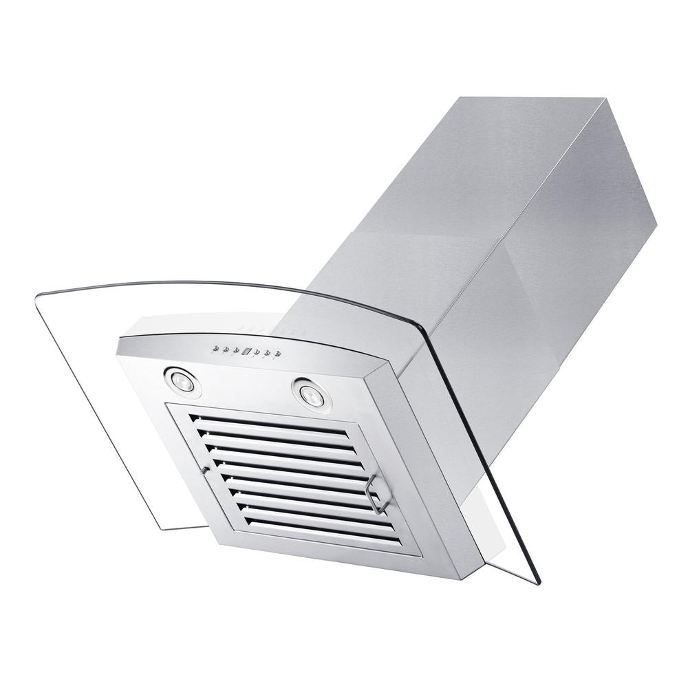 ZLINE 30 in. Convertible Vent Wall Mount Range Hood in Stainless Steel and Glass with Crown Molding (KZCRN-30)