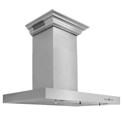 ZLINE 42 in. CrownSound™ Ducted Vent Wall Mount Range Hood in Stainless Steel with Built-in Bluetooth Speakers (KECRN-BT-42)