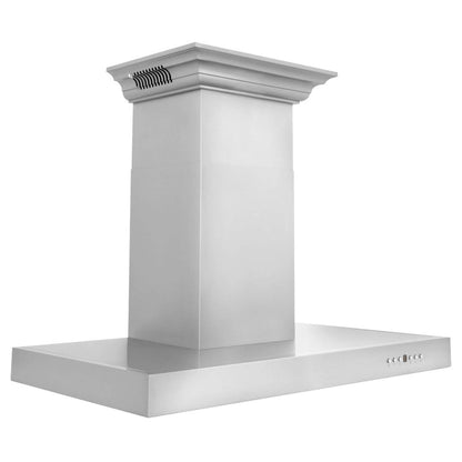 ZLINE 42 in. CrownSound™ Ducted Vent Wall Mount Range Hood in Stainless Steel with Built-in Bluetooth Speakers (KECRN-BT-42)
