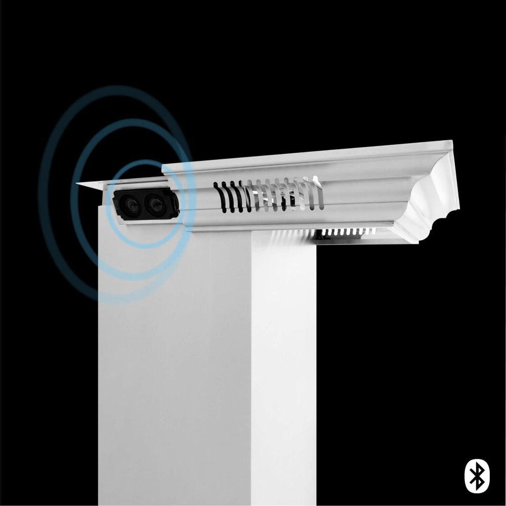 ZLINE 30 in. CrownSound™ Ducted Vent Wall Mount Range Hood in Stainless Steel with Built-in Bluetooth Speakers (KECRN-BT-30)