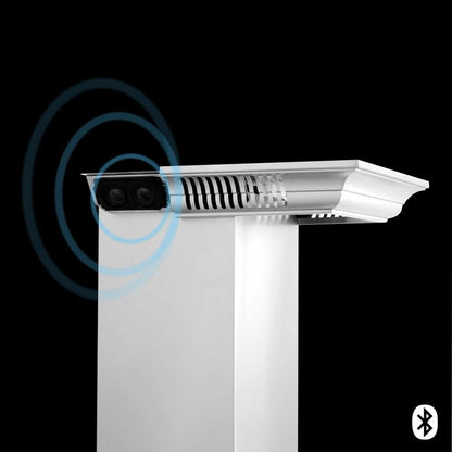 ZLINE 42 in. CrownSound™ Ducted Vent Wall Mount Range Hood in Stainless Steel with Built-in Bluetooth Speakers (KL2CRN-BT-42)