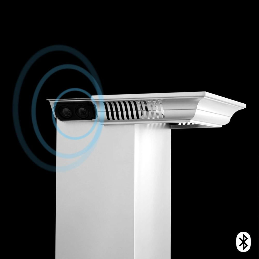 ZLINE 30 in. CrownSound™ Ducted Vent Wall Mount Range Hood in Stainless Steel with Built-in Bluetooth Speakers (KL2CRN-BT-30)