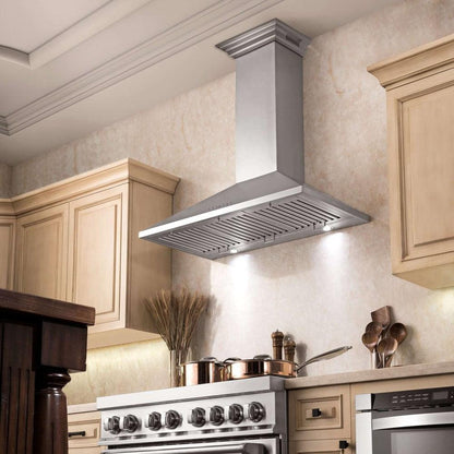 ZLINE 42 in. CrownSound™ Ducted Vent Wall Mount Range Hood in Stainless Steel with Built-in Bluetooth Speakers (KL2CRN-BT-42)