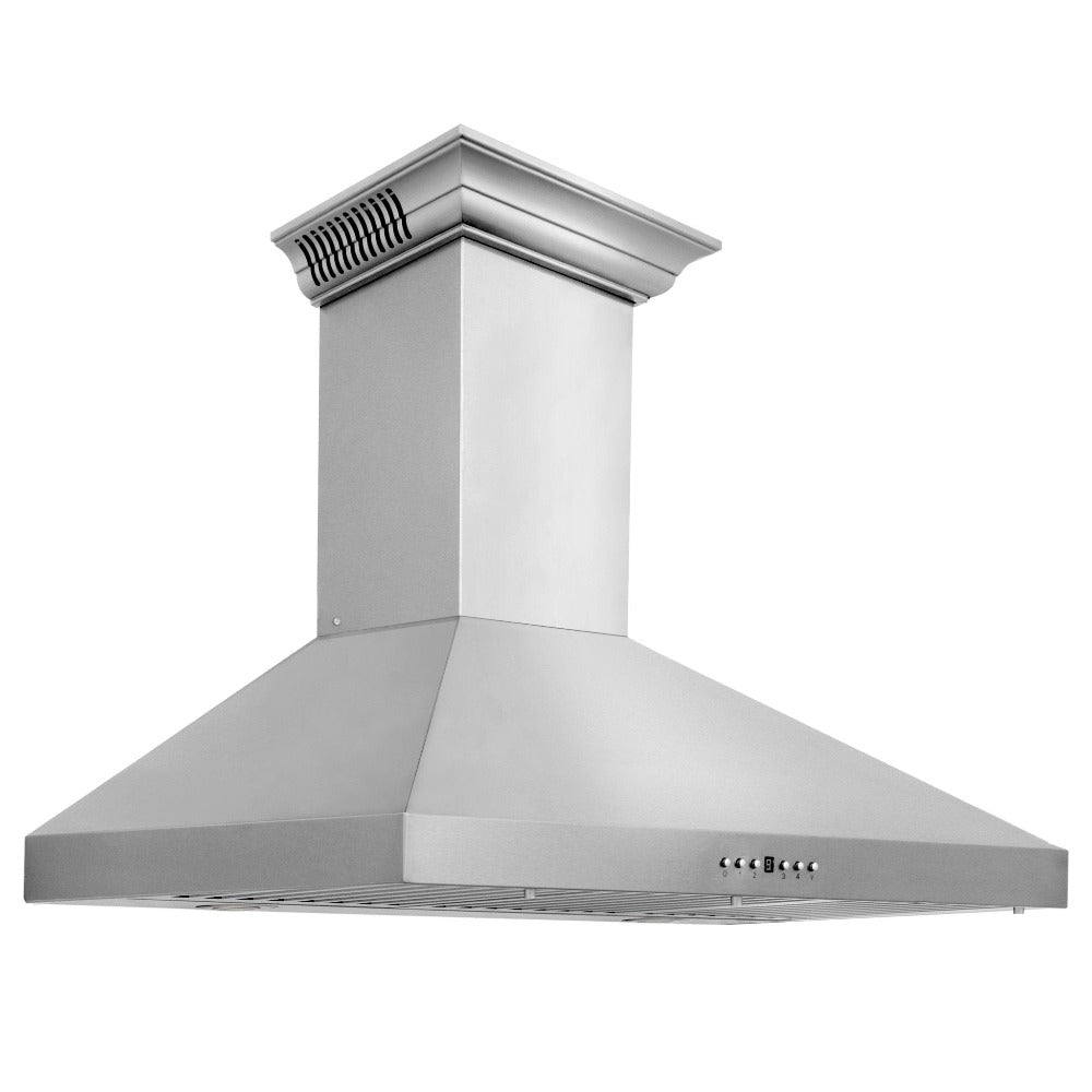 ZLINE 42 in. CrownSound™ Ducted Vent Wall Mount Range Hood in Stainless Steel with Built-in Bluetooth Speakers (KL3CRN-BT-42)