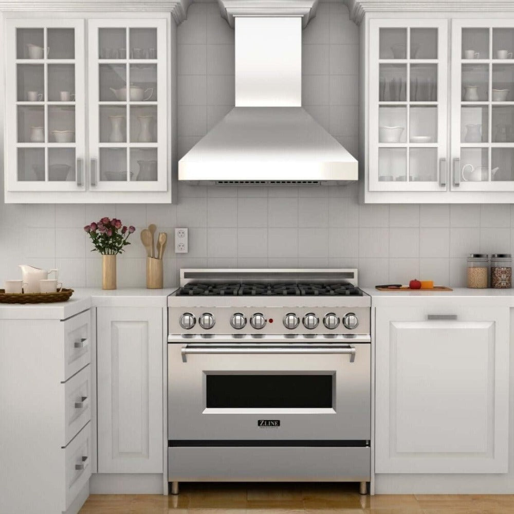 ZLINE 30 in. Professional Convertible Vent Wall Mount Range Hood in Stainless Steel with Crown Molding (597CRN-30)