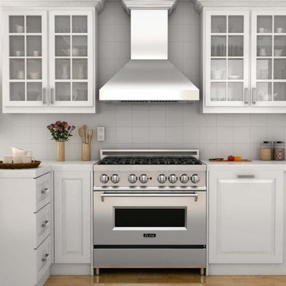 ZLINE 30 in. Professional Convertible Vent Wall Mount Range Hood in Stainless Steel with Crown Molding (597CRN-30)