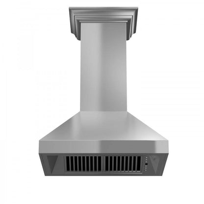 ZLINE 48 in. Professional Convertible Vent Wall Mount Range Hood in Stainless Steel with Crown Molding (597CRN-48)