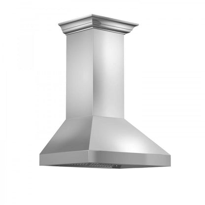 ZLINE 30 in. Professional Convertible Vent Wall Mount Range Hood in Stainless Steel with Crown Molding (597CRN-30)