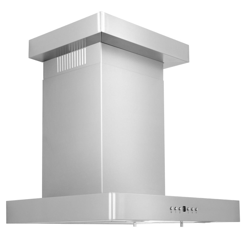 ZLINE 30 in. Convertible Vent Wall Mount Range Hood in Stainless Steel with Crown Molding (KECRN-30)