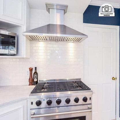 ZLINE 36 in. Convertible Vent Wall Mount Range Hood in Stainless Steel with Crown Molding (KL2CRN-36)