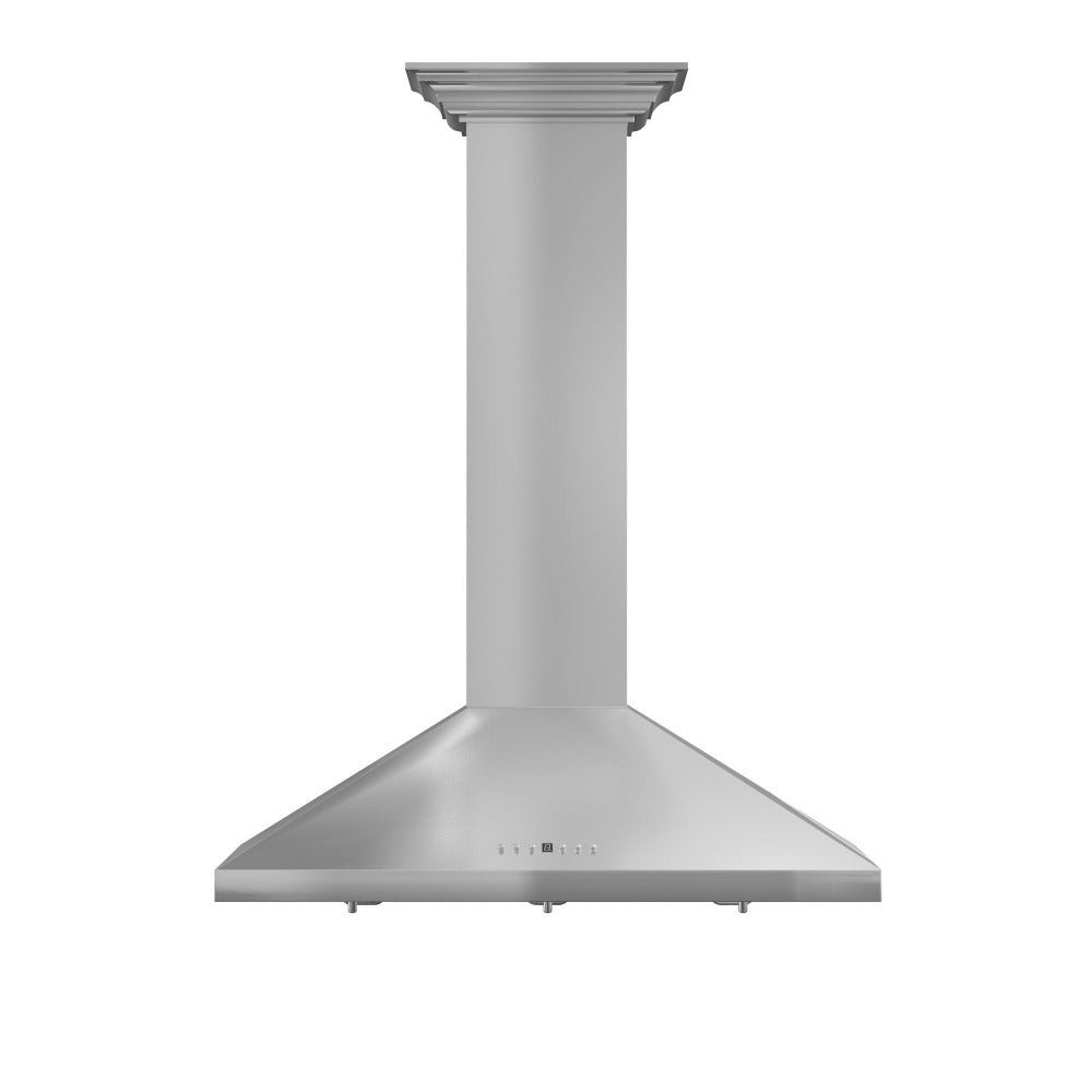 ZLINE 36 in. Convertible Vent Wall Mount Range Hood in Stainless Steel with Crown Molding (KL2CRN-36)