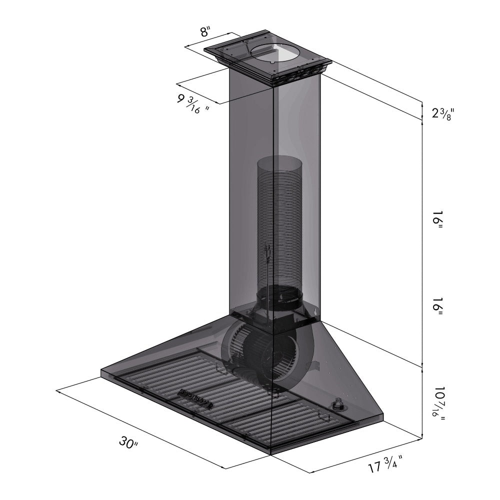 ZLINE 30 in. Convertible Vent Wall Mount Range Hood in Stainless Steel with Crown Molding (KL2CRN-30)