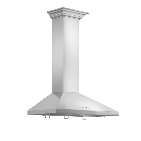 ZLINE 30 in. Convertible Vent Wall Mount Range Hood in Stainless Steel with Crown Molding (KL2CRN-30)