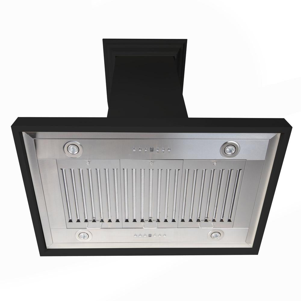 ZLINE 36 in. Convertible Vent Wooden Island Mount Range Hood in Black (KBiCC-36)
