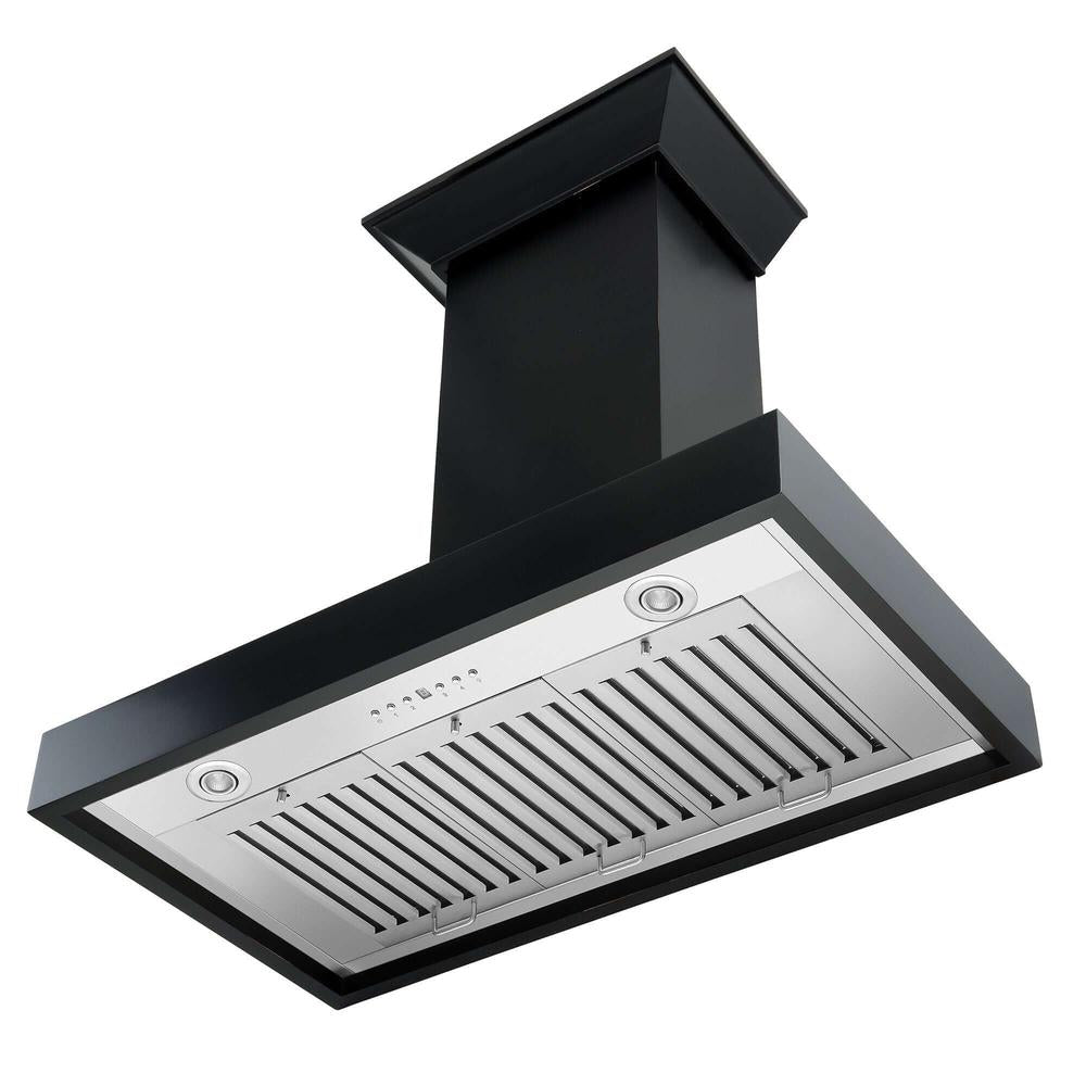 ZLINE 36 in. Convertible Vent Wooden Wall Mount Range Hood in Black (KBCC-36)