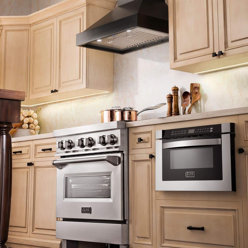 ZLINE 36 in. Convertible Vent Wooden Wall Mount Range Hood in Black (KBCC-36)