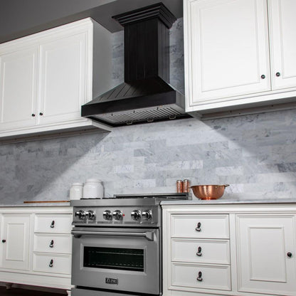 ZLINE 36 in. Wooden Convertible Vent Wall Mount Range Hood in Black (KPCC-36)