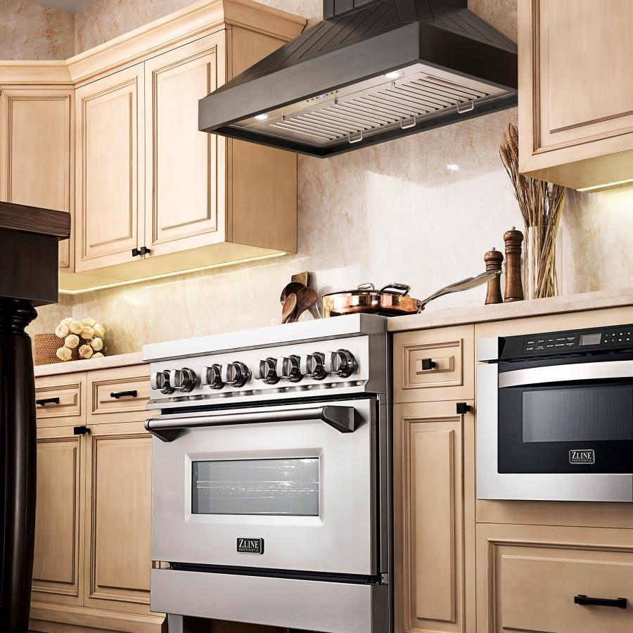 ZLINE 30 in. Wooden Convertible Vent Wall Mount Range Hood in Black (KPCC-30)