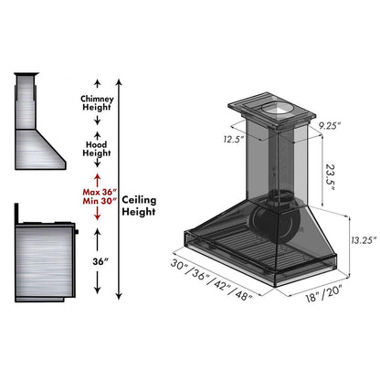 ZLINE 36 in. Ducted Wooden Wall Mount Range Hood in Cottage White (KBTT-36)