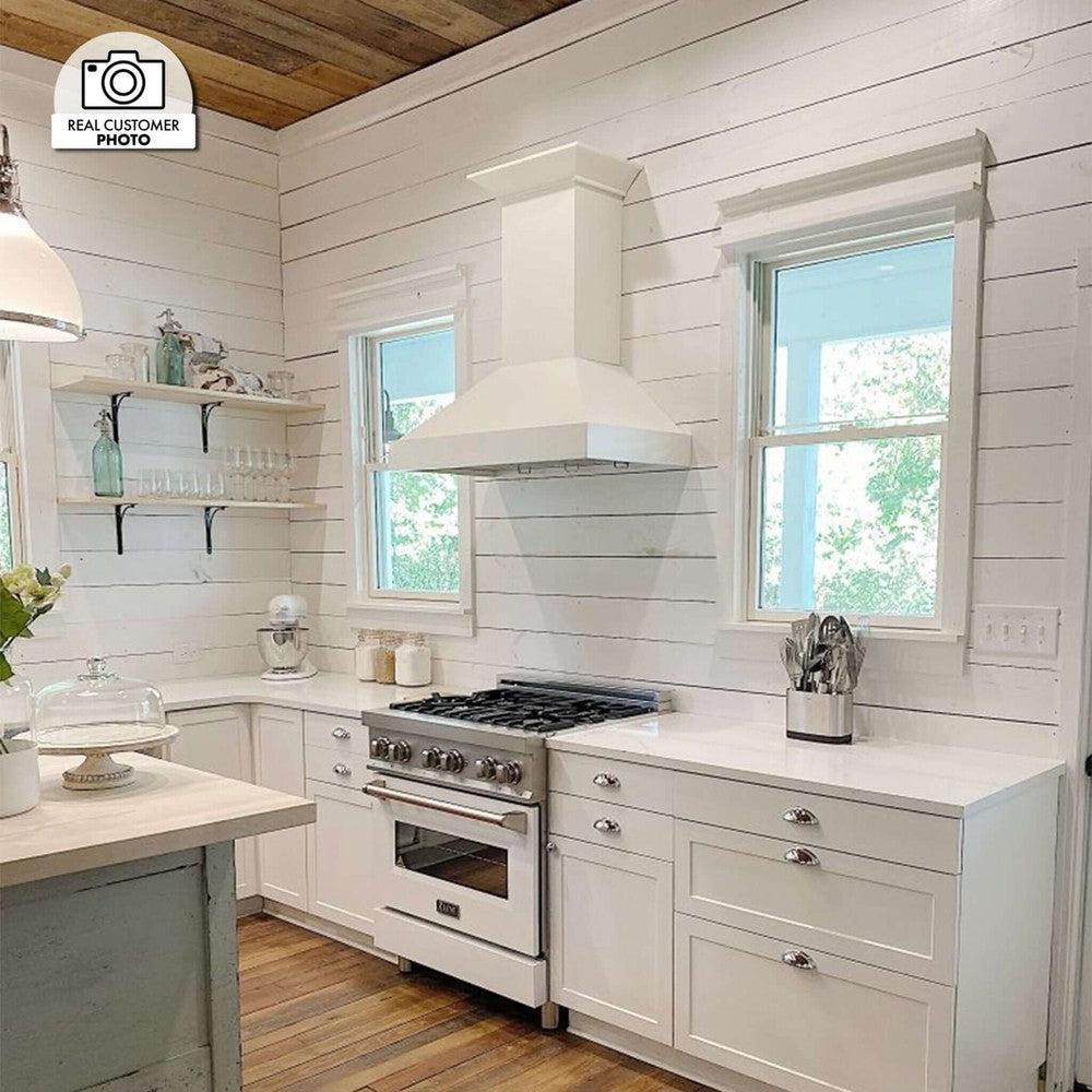 ZLINE 30 in. Ducted Wooden Wall Mount Range Hood in Cottage White (KBTT-30)