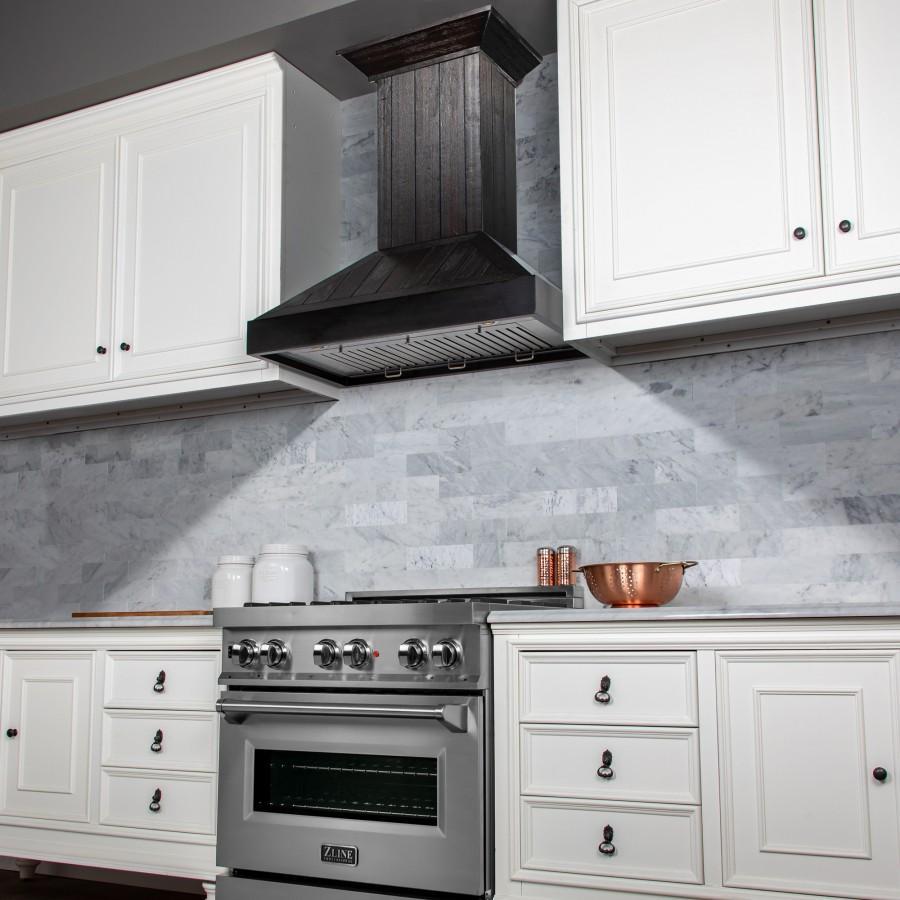 ZLINE 30 in. Wooden Convertible Vent Wall Mount Range Hood in Rustic Dark Finish (KPDD-30)