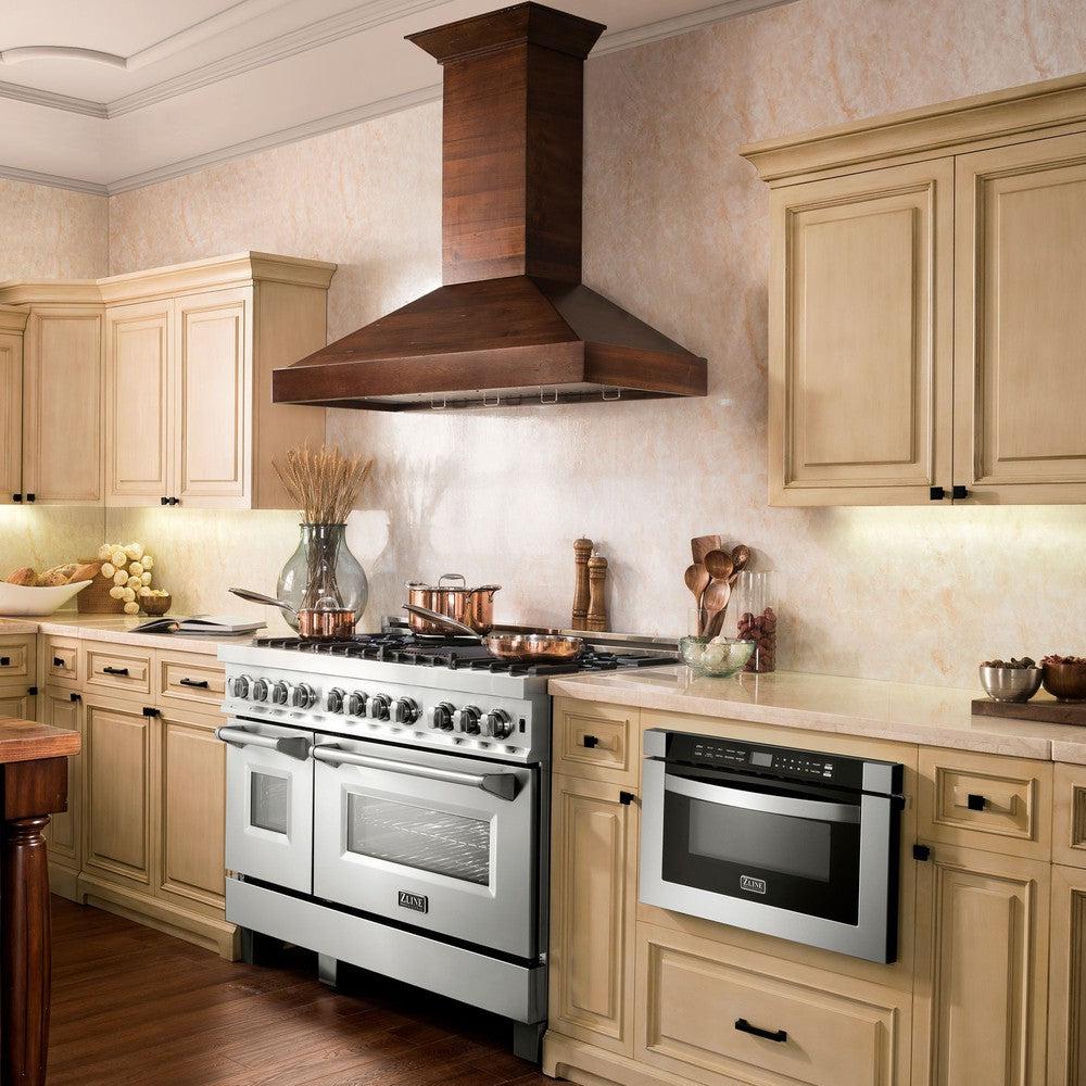 ZLINE 48 in. Convertible Vent Wooden Wall Mount Range Hood in Walnut (KBRR-48)